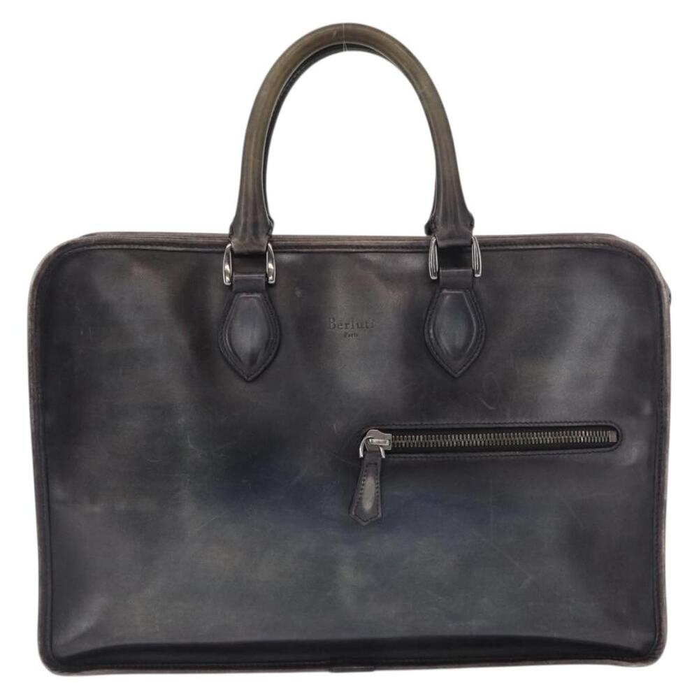 Berluti Leather Handbag Navy Blue